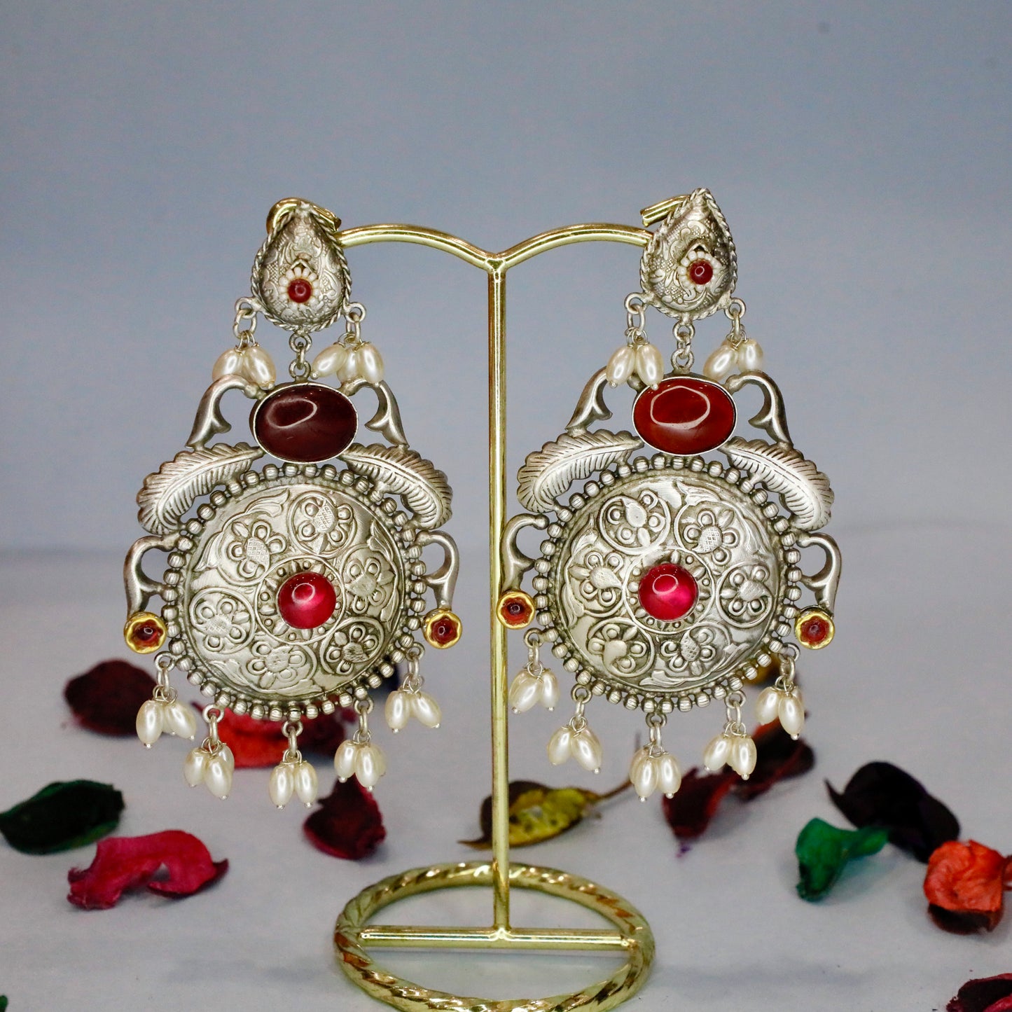 Jaipuri Meenakari Painted Silver Earring