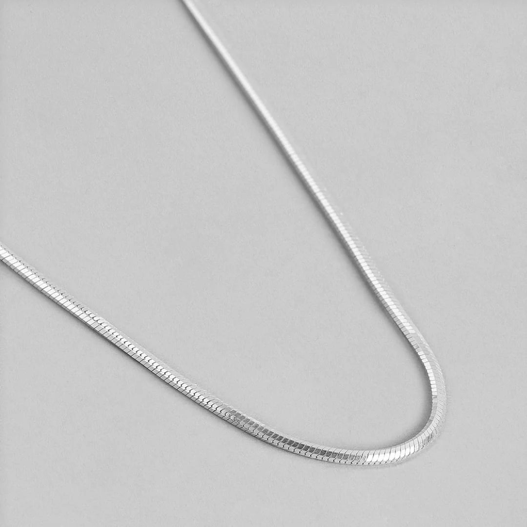 Round Snake Chain Necklace 22k Unisex Necklace, Mens Silver Chain