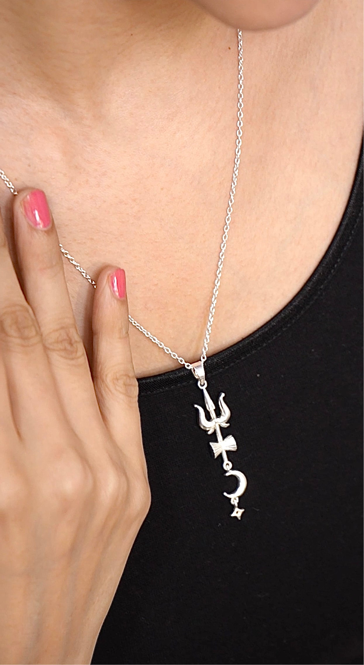 Silver Plated Mahadev Trishul Locket With Chain