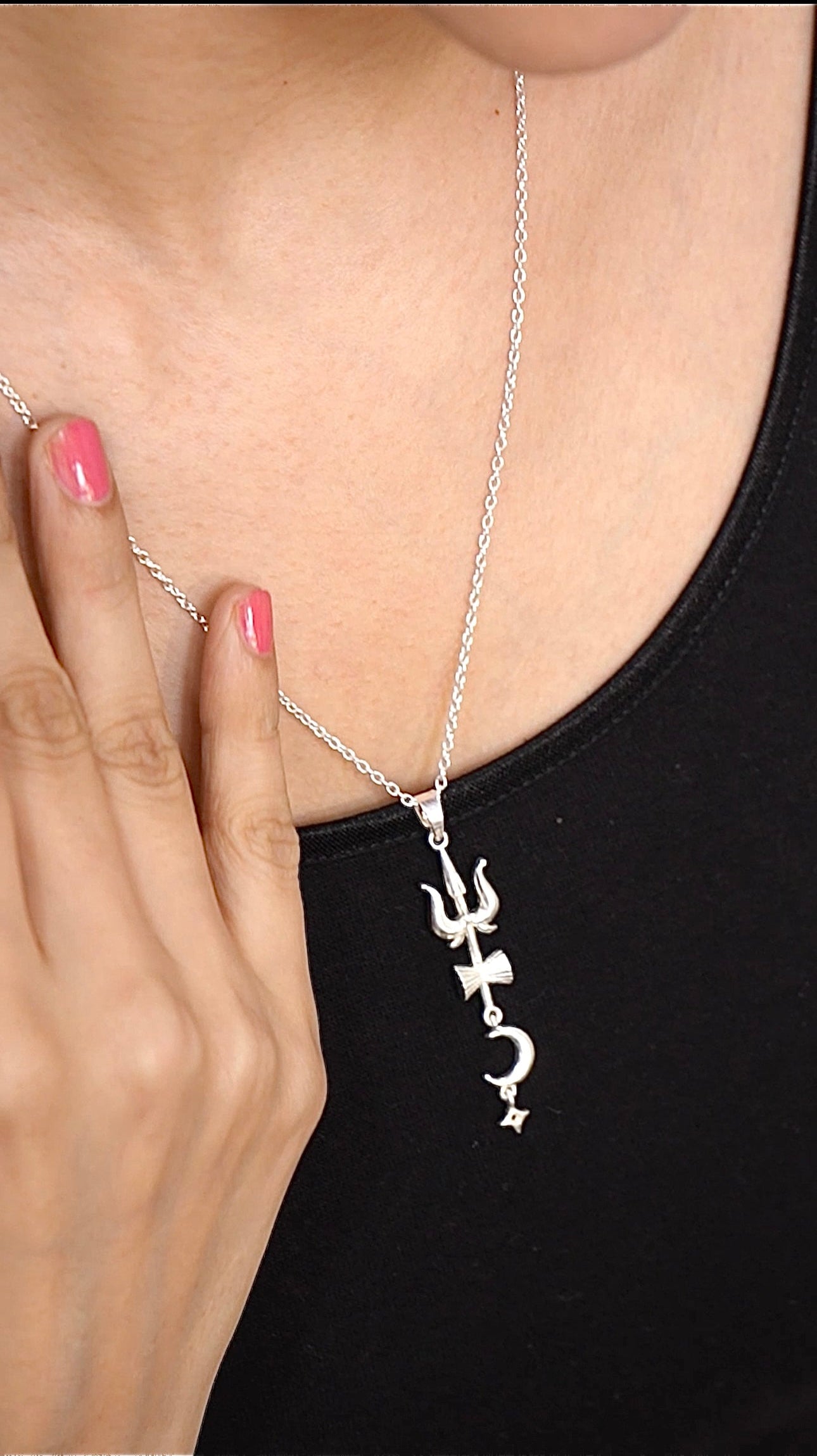 Silver Plated Mahadev Trishul Locket With Chain