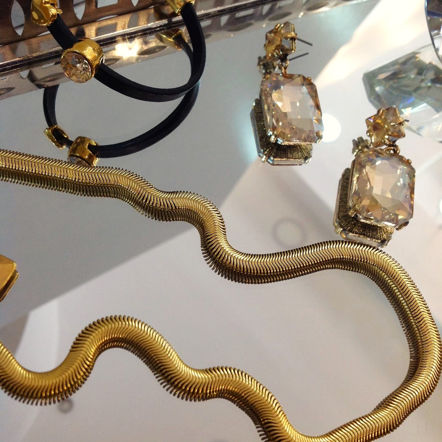 22K Gold Chunky Herringbone Necklace