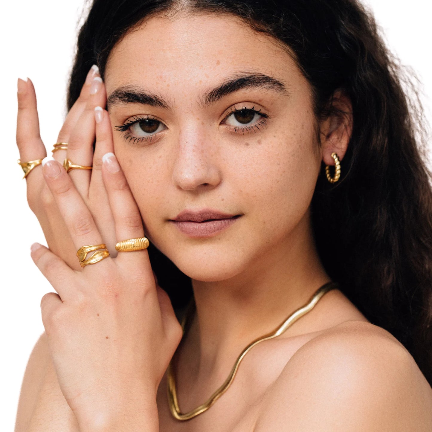 22K Gold Chunky Herringbone Necklace