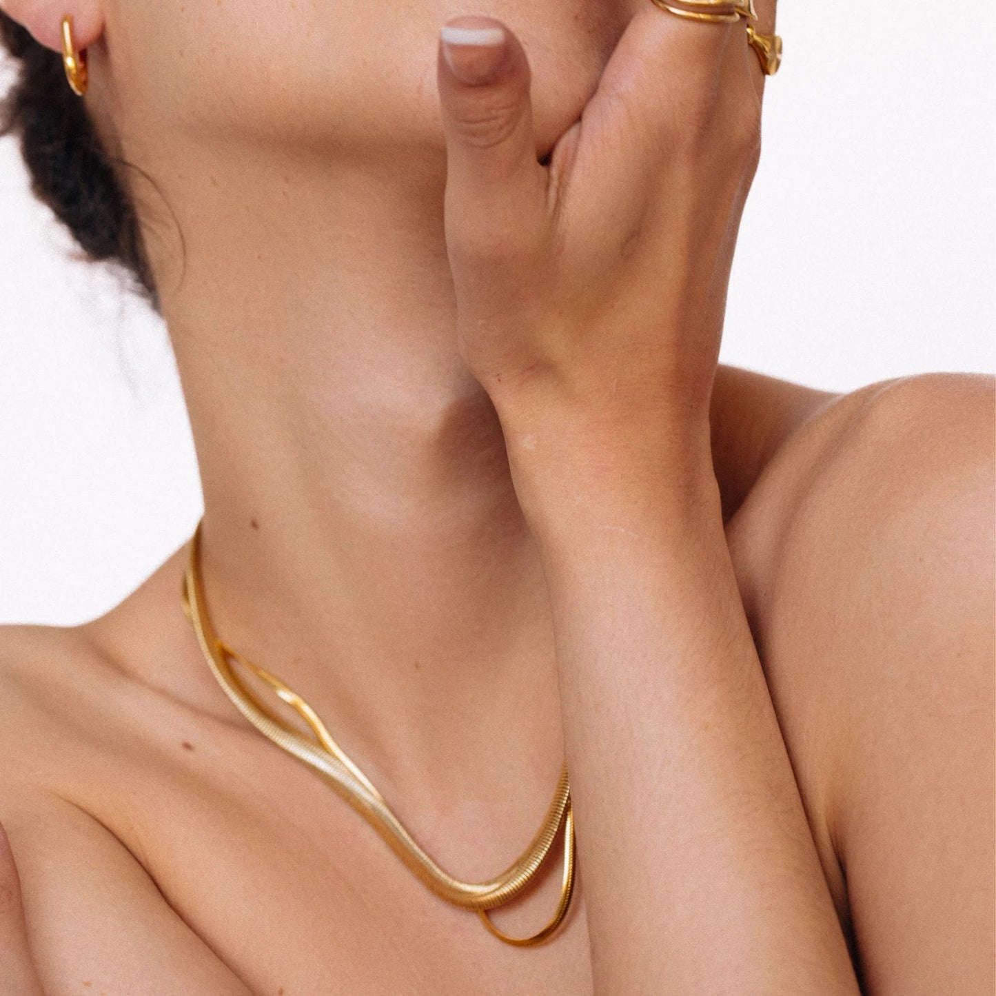22K Gold Chunky Herringbone Necklace