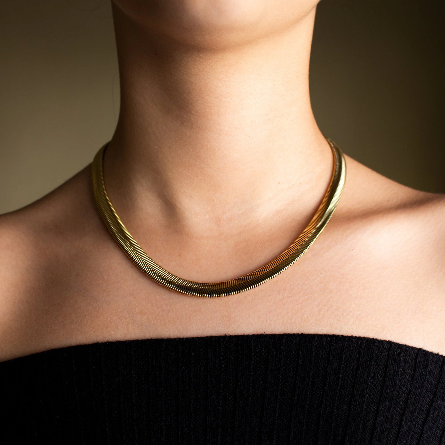 22K Gold Chunky Herringbone Necklace