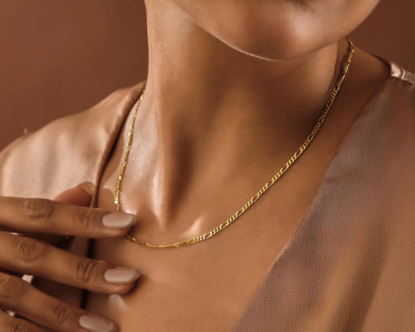 22k Gold Figaro Chain Necklace Women