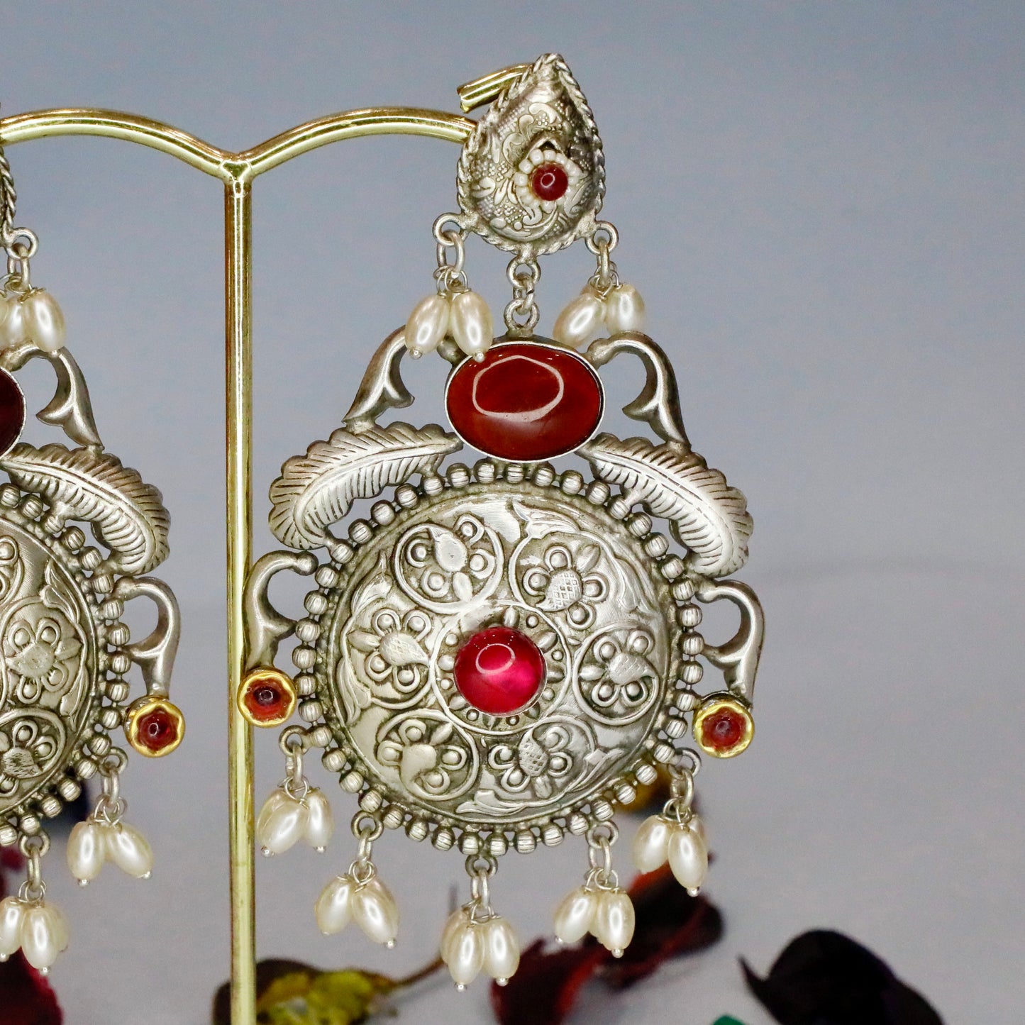 Jaipuri Meenakari  Painted Silver Earring