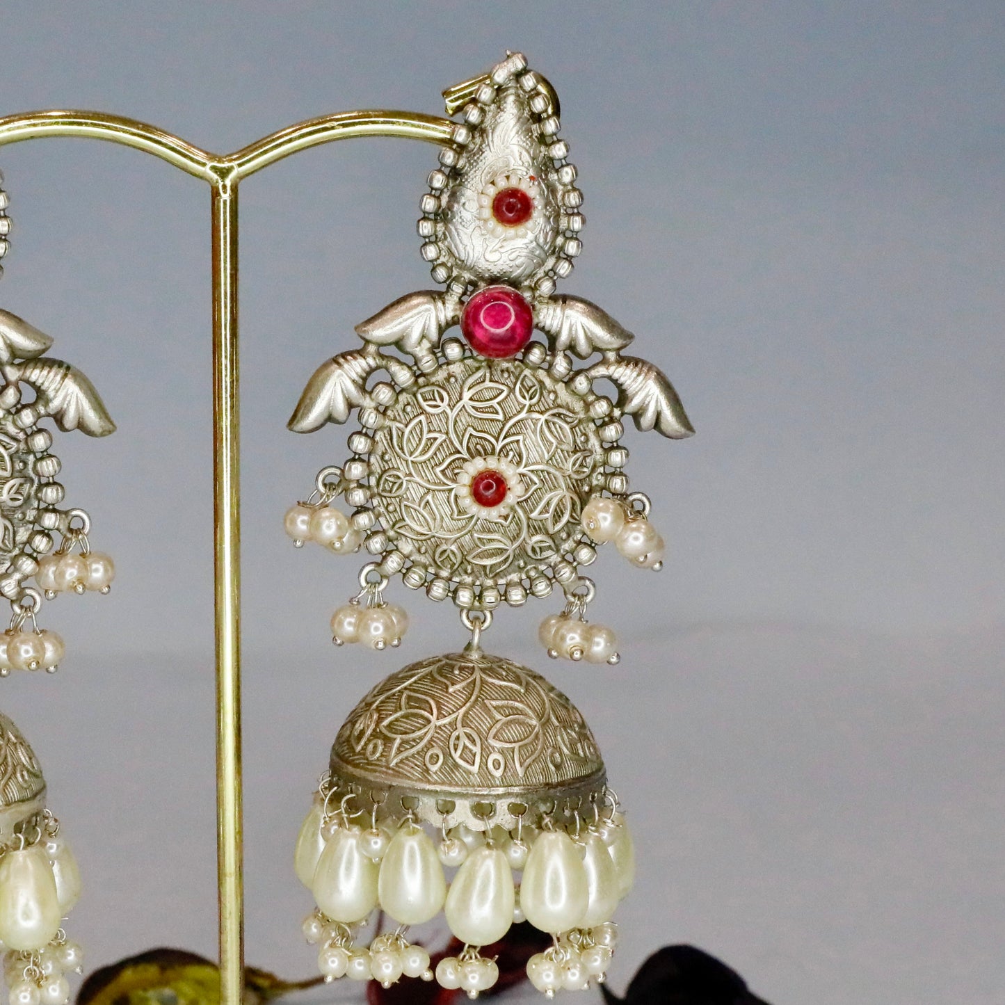 Jaipuri Silver Earrings Jhumka