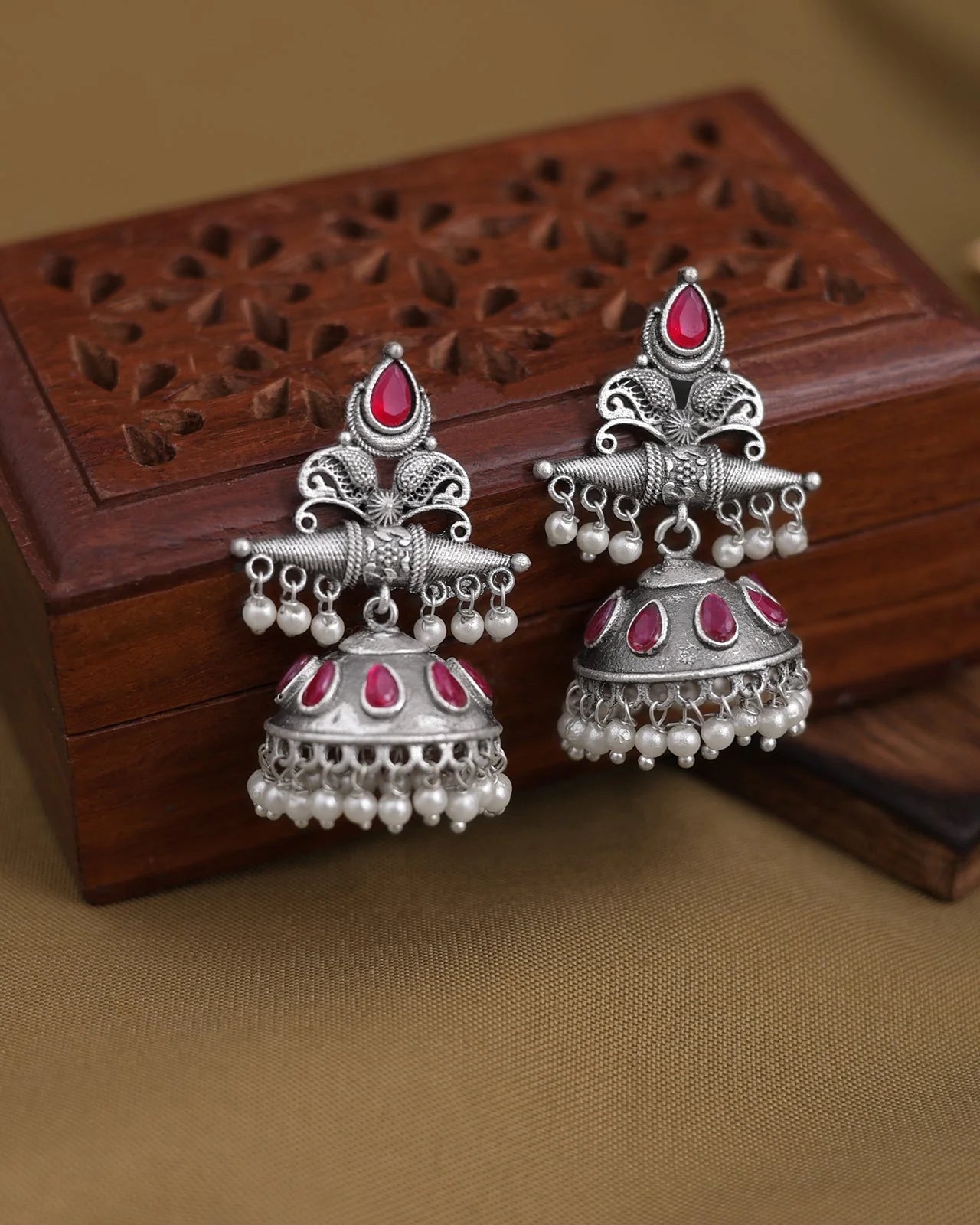 Ruby Silver Vastuvit Jhumki