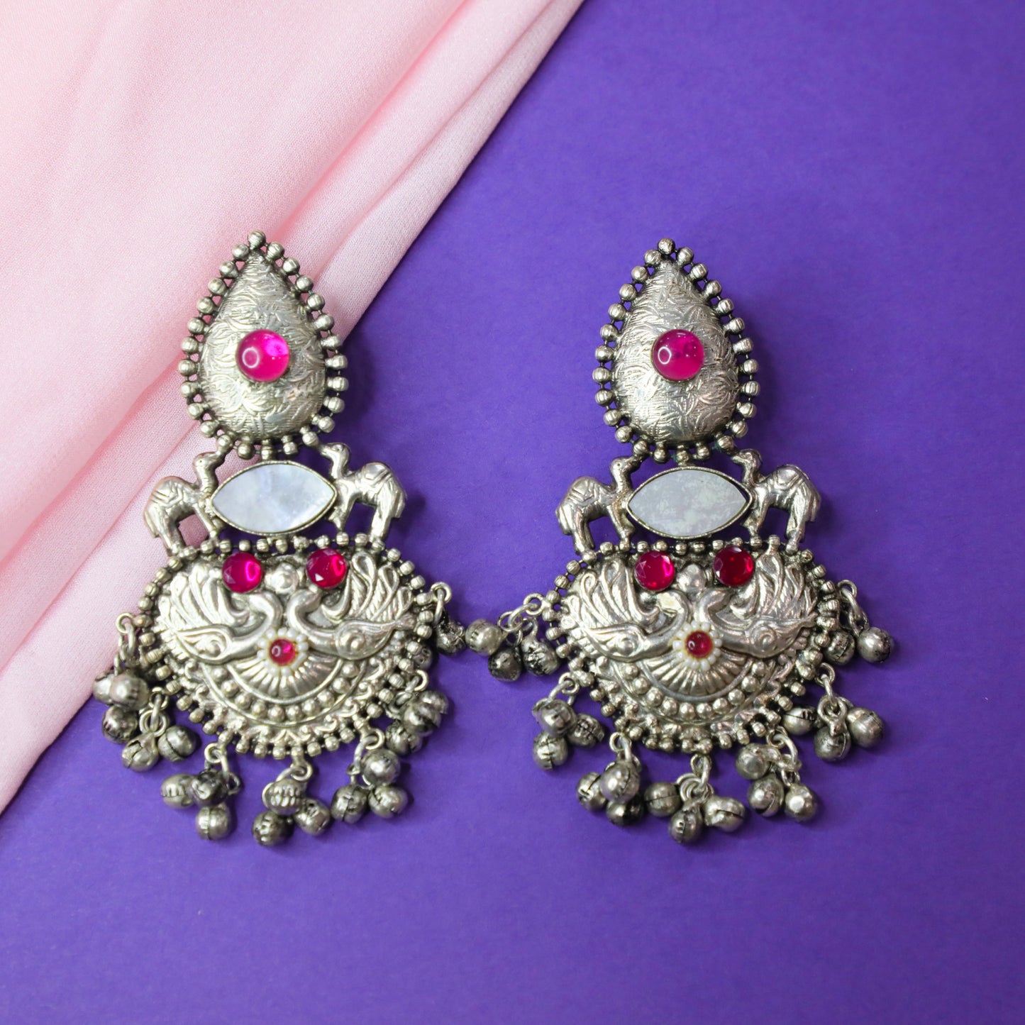 Virata Silver Jhumka Earrings