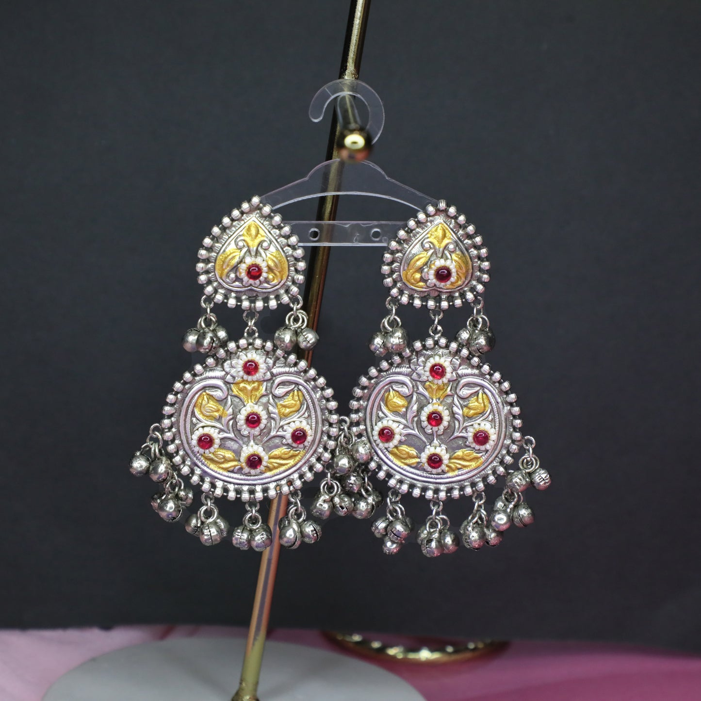 Rakta Silver Ghungru Jhumka Earrings