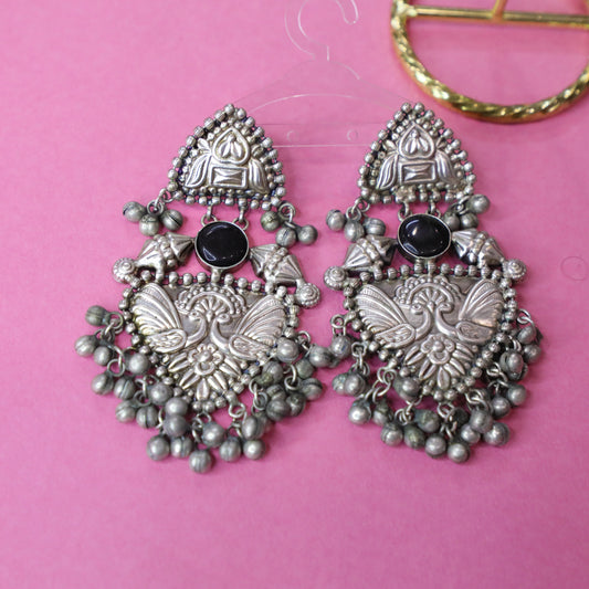 Mayura Silver Jhumka Earrings