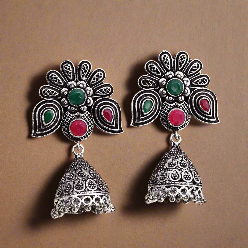 Peacock Wings Jhumka Earrings