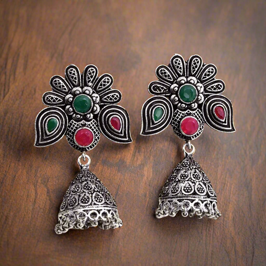 Peacock Wings Jhumka Earrings