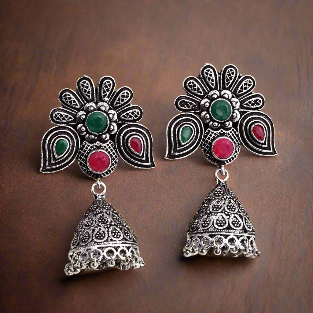 Peacock Wings Jhumka Earrings