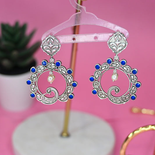 Blooming Flower Blue Earrings