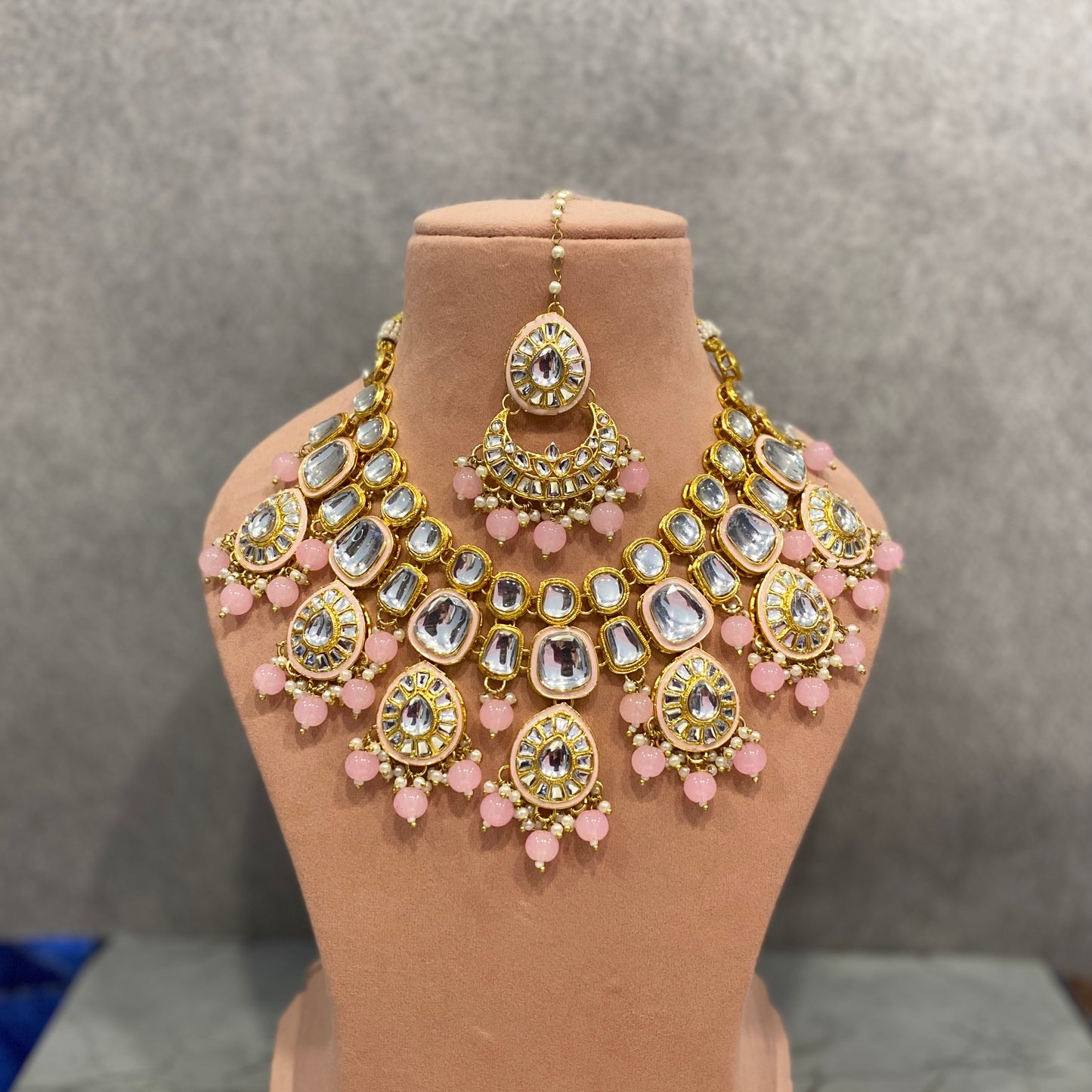 Blush Pink Kundan Necklace Set