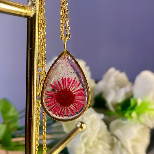 Chunky Red Aster Necklace