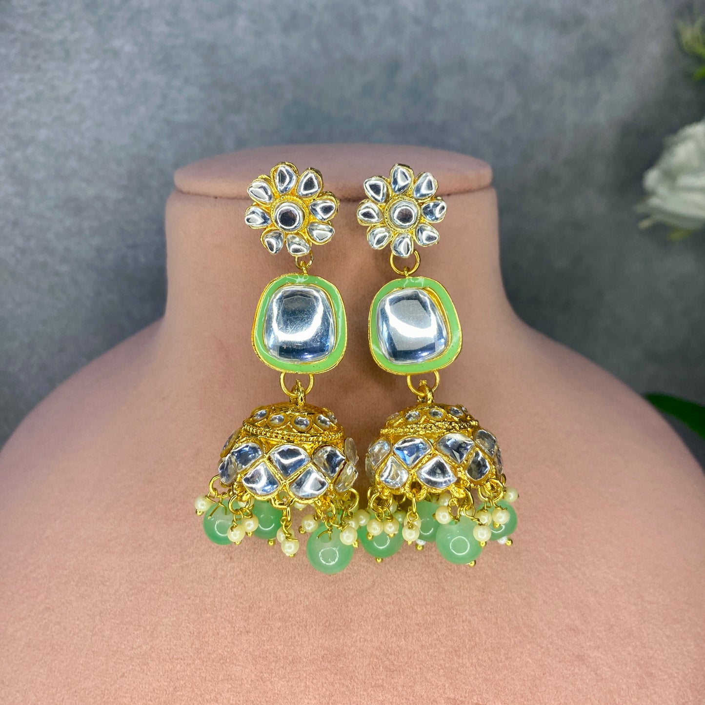 kundan Sea Green riverhead Set