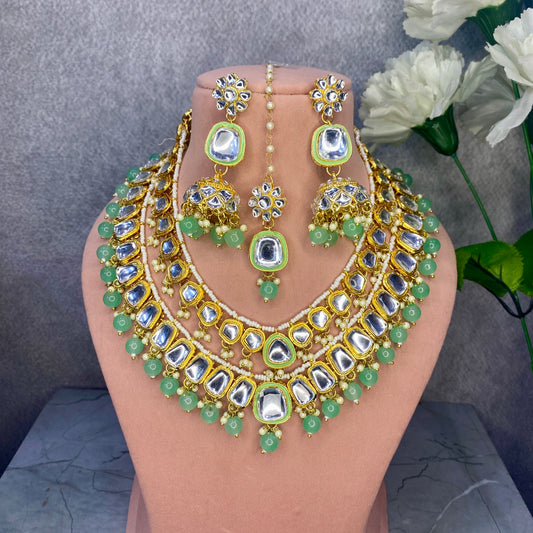 kundan Sea Green riverhead Set