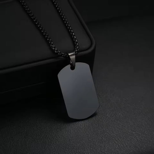 Military Plate Collar Dogtag ID Pendant Black