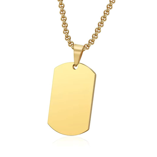 Military Plate Collar Dogtag ID Pendant Gold