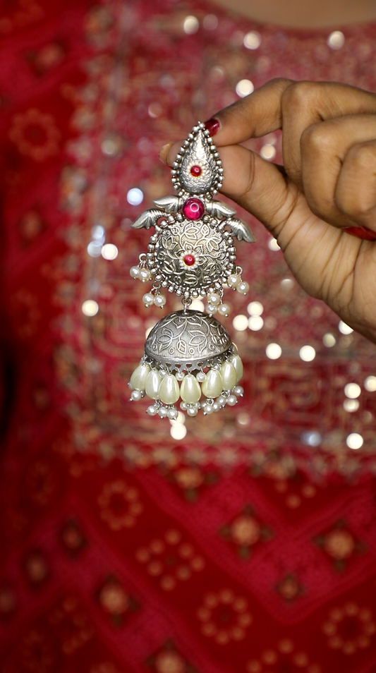 Jaipuri Silver Earrings Jhumka