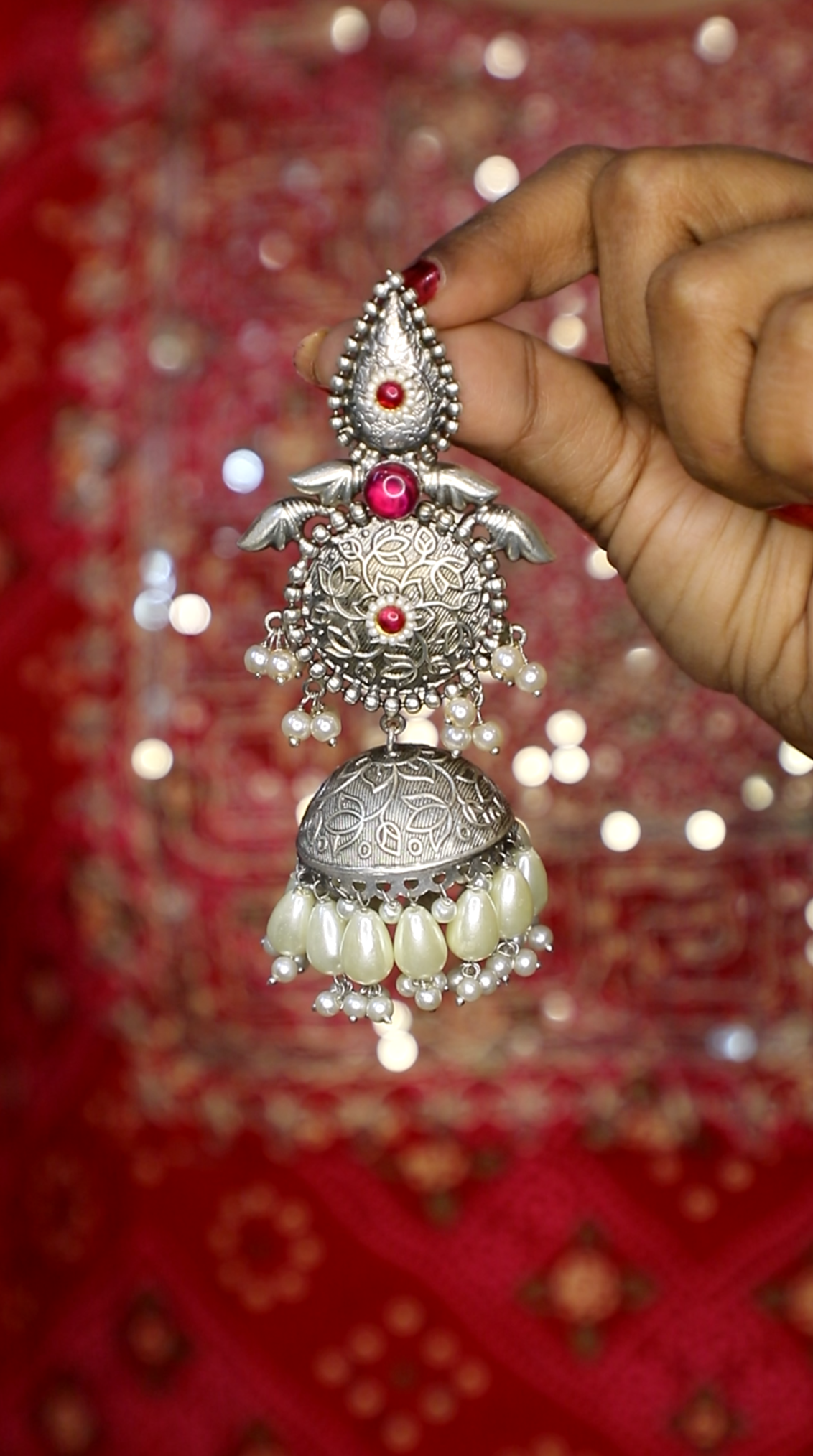 Jaipuri Silver Earrings Jhumka