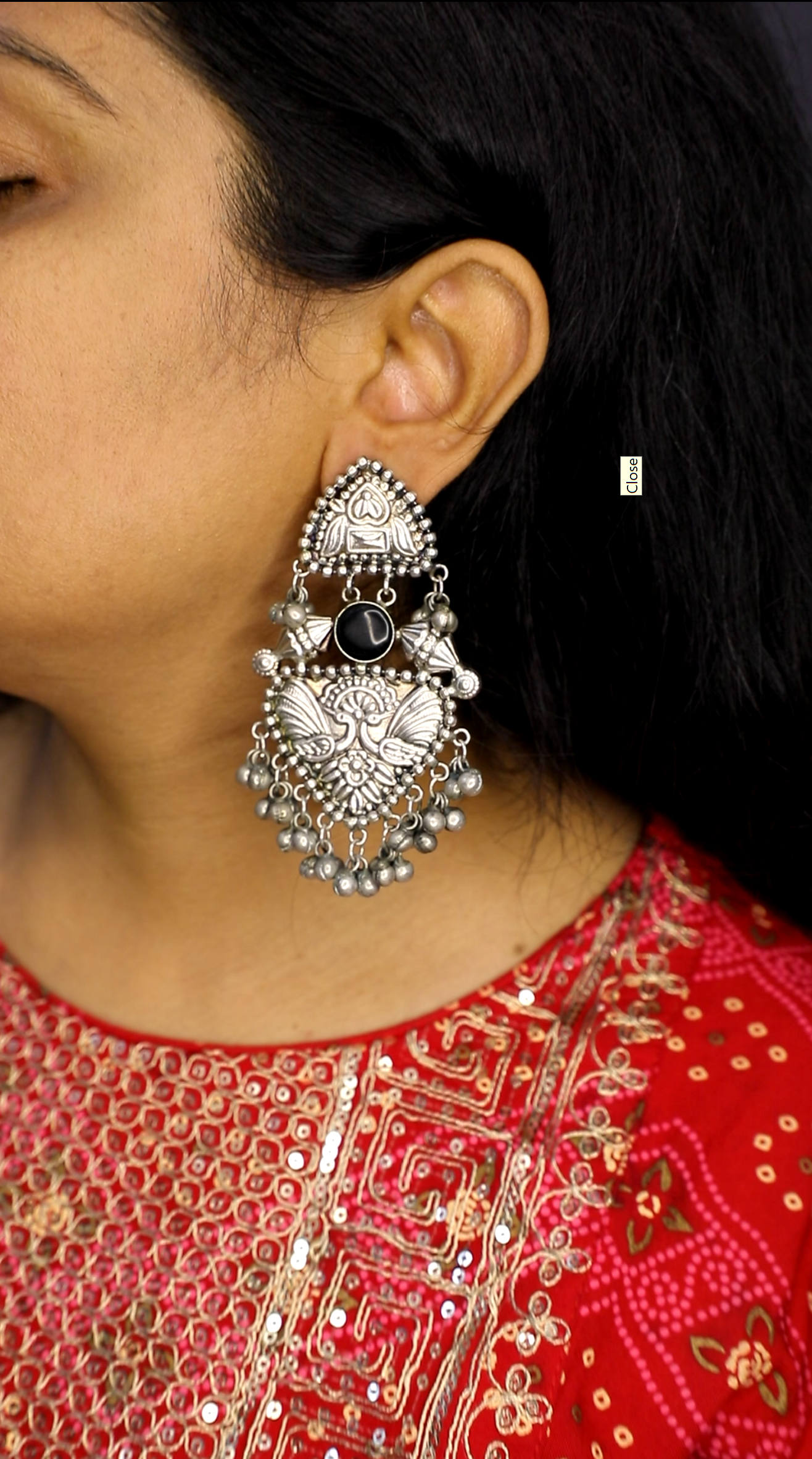 Mayura Silver Jhumka Earrings