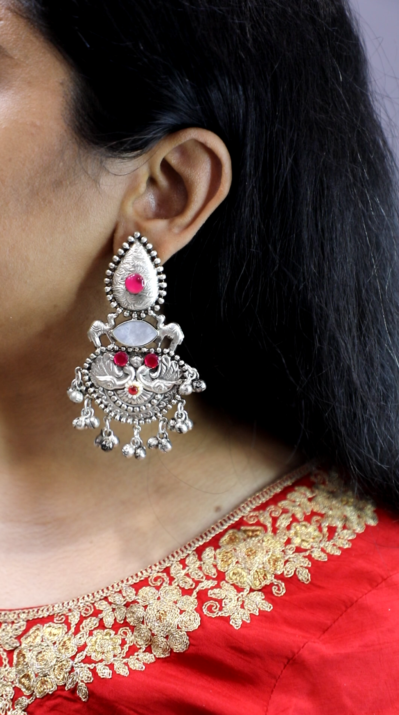 Virata Silver Jhumka Earrings