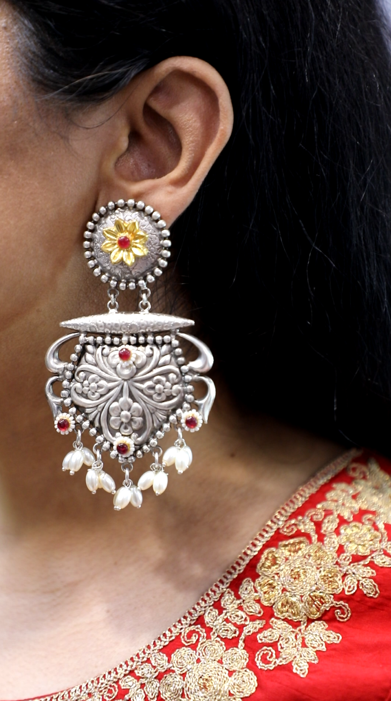 Saurabheya Silver Jhumka Earrings