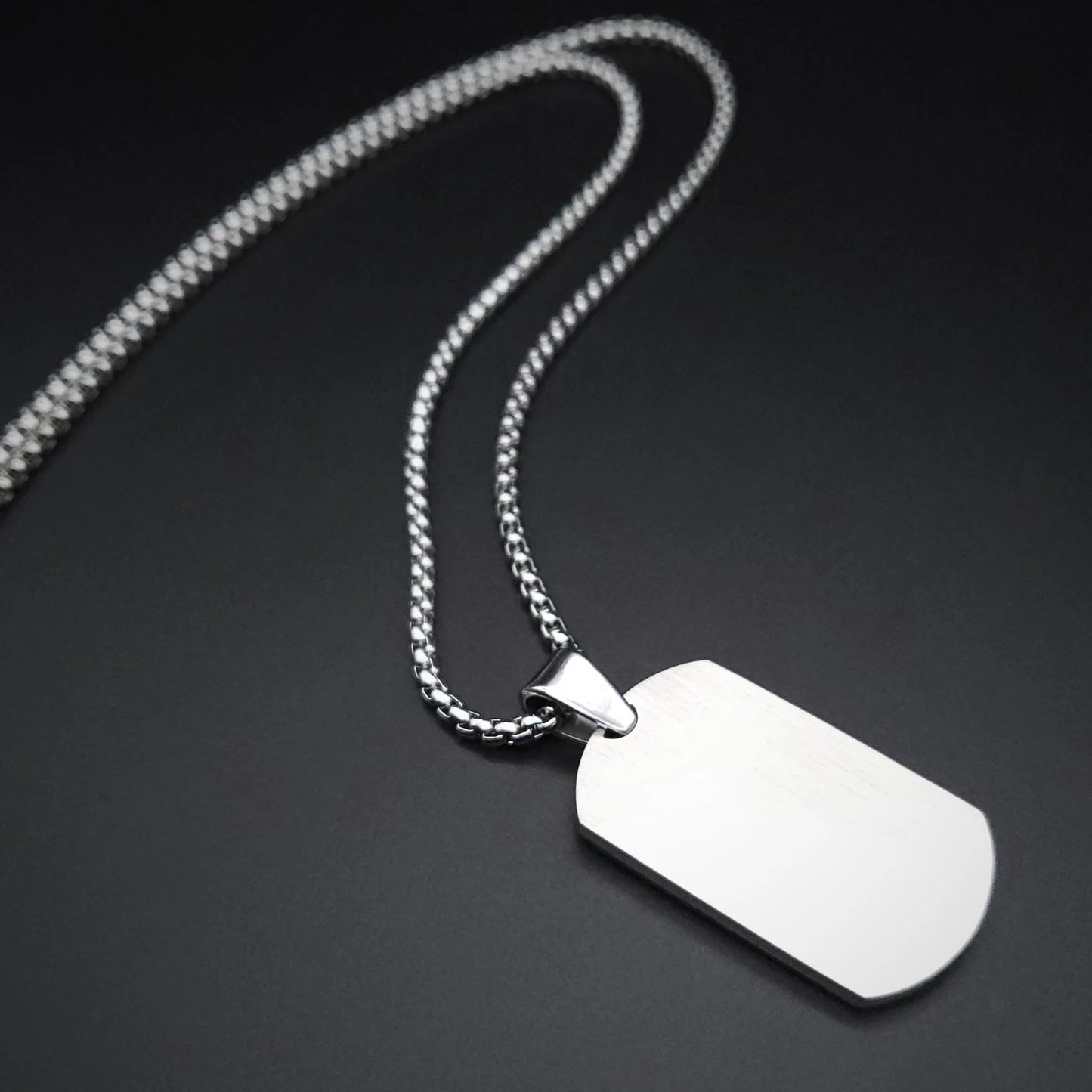Military Plate Collar Dogtag ID Pendant Silver