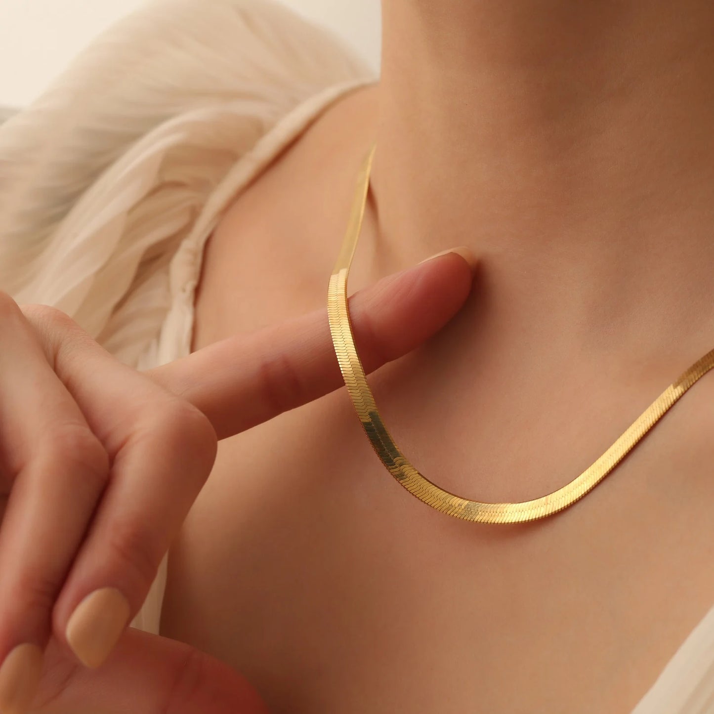 22K Gold Herringbone Necklace