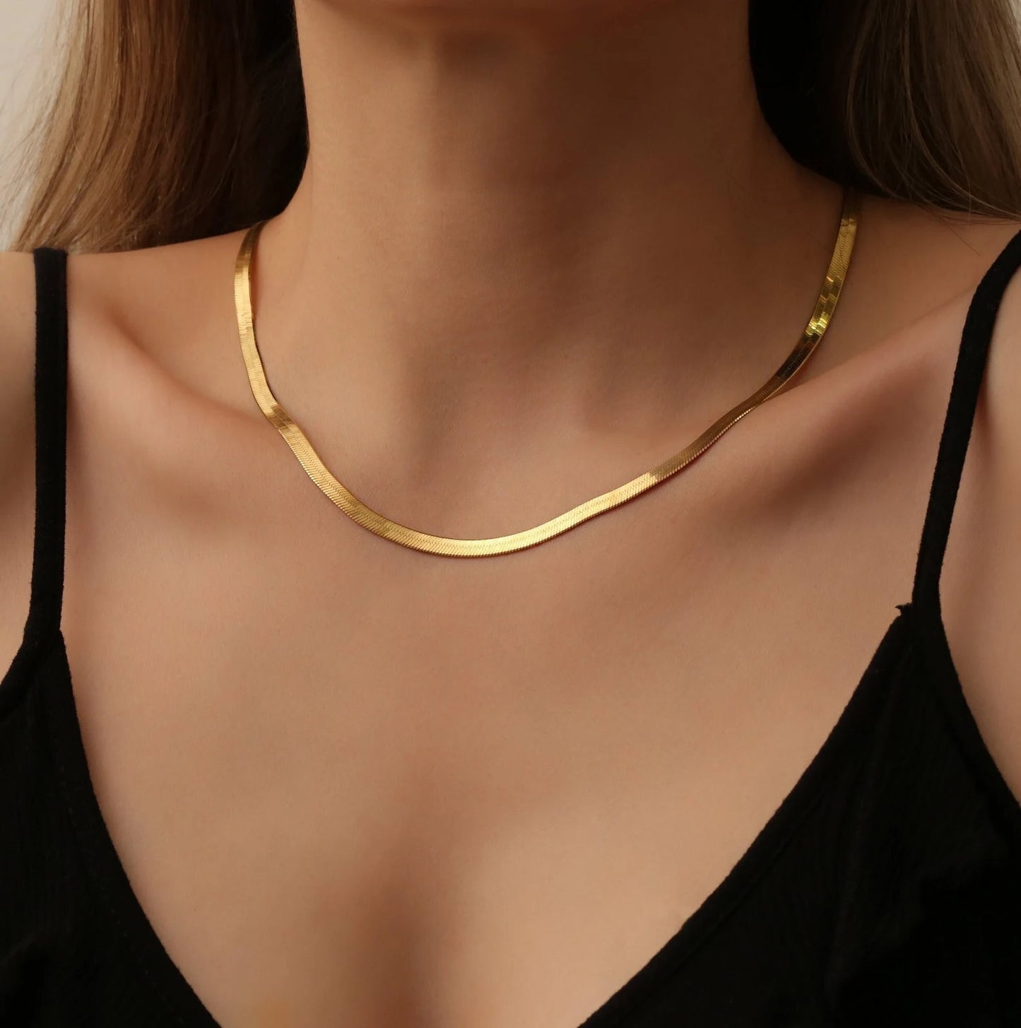 22K Gold Herringbone Necklace