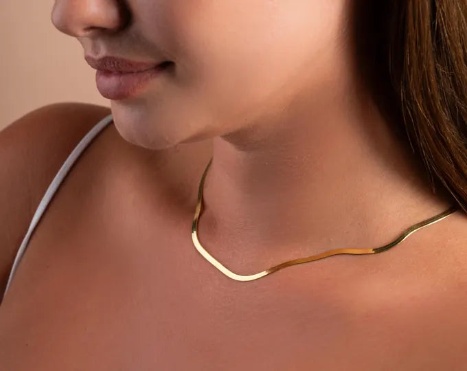 22K Gold Herringbone Necklace