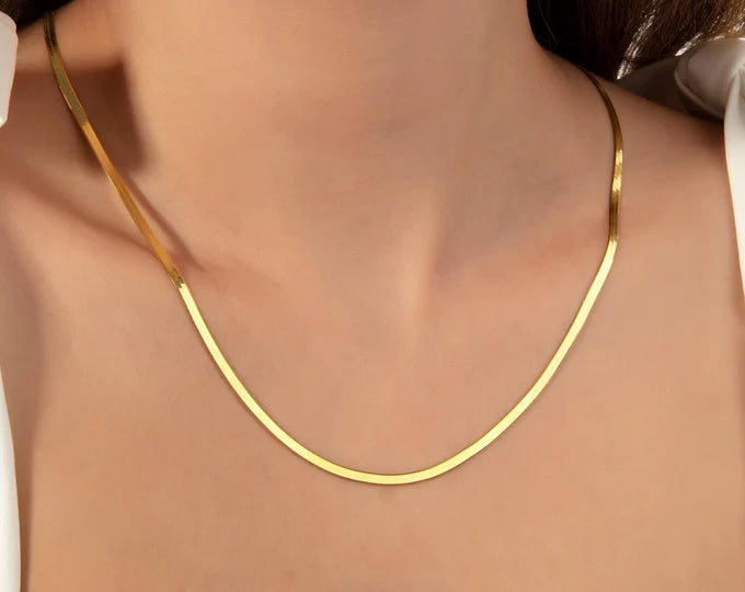 22K Gold Herringbone Necklace