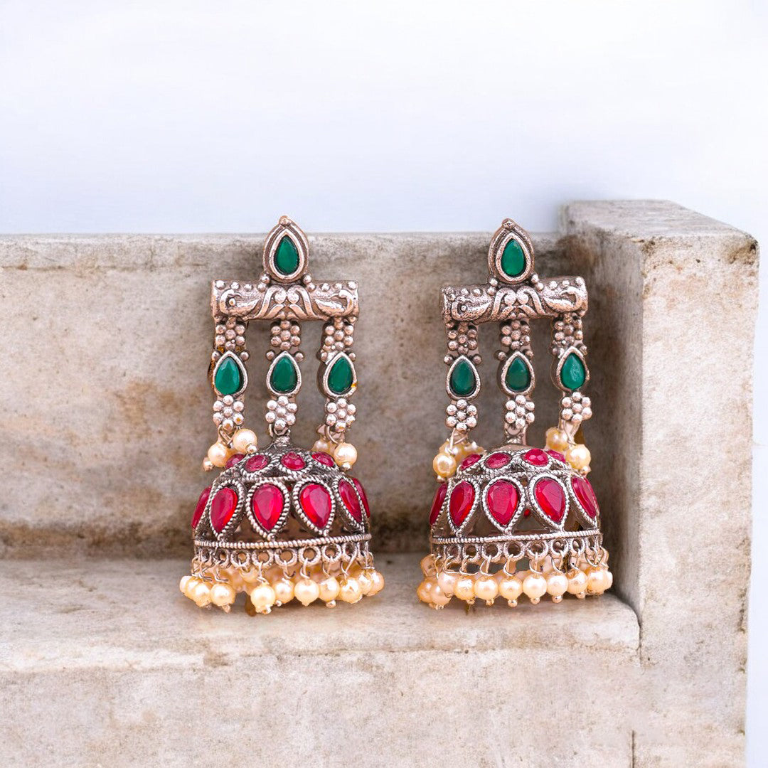 Green Triveni Jhumki